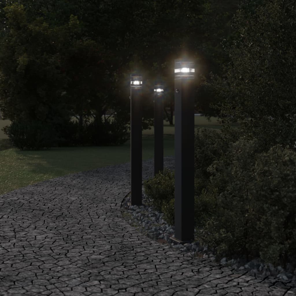 vidaXL Outdoor Floor Lamp with Sensor Black 110 cm Aluminium 3