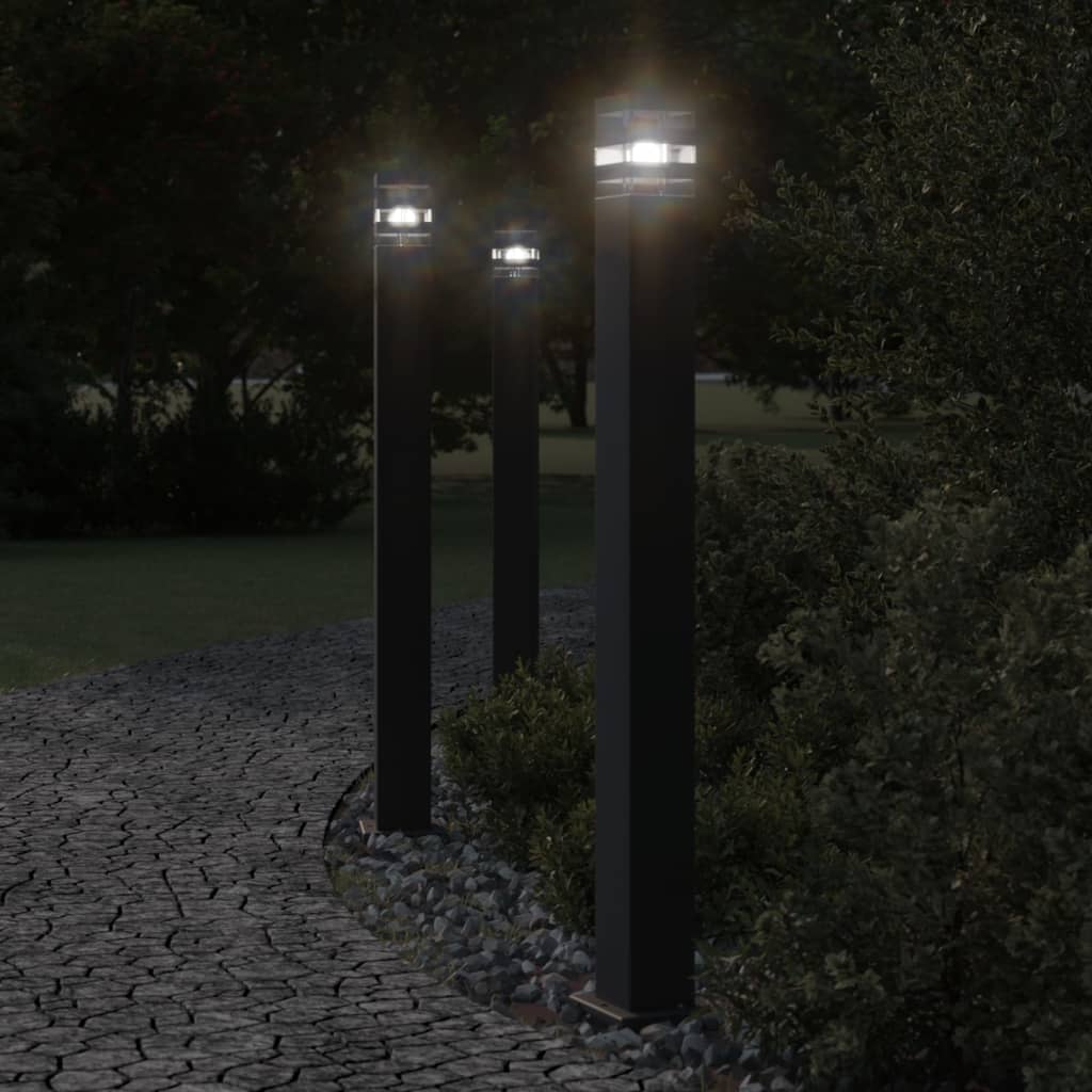 vidaXL Outdoor Floor Lamp with Sensor Black 110 cm Aluminium 1