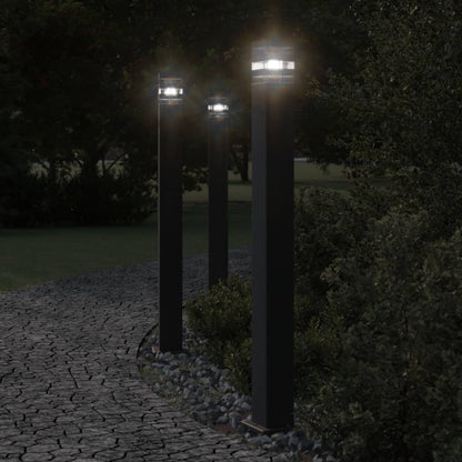 vidaXL Outdoor Floor Lamp with Sensor Black 110 cm Aluminium 1