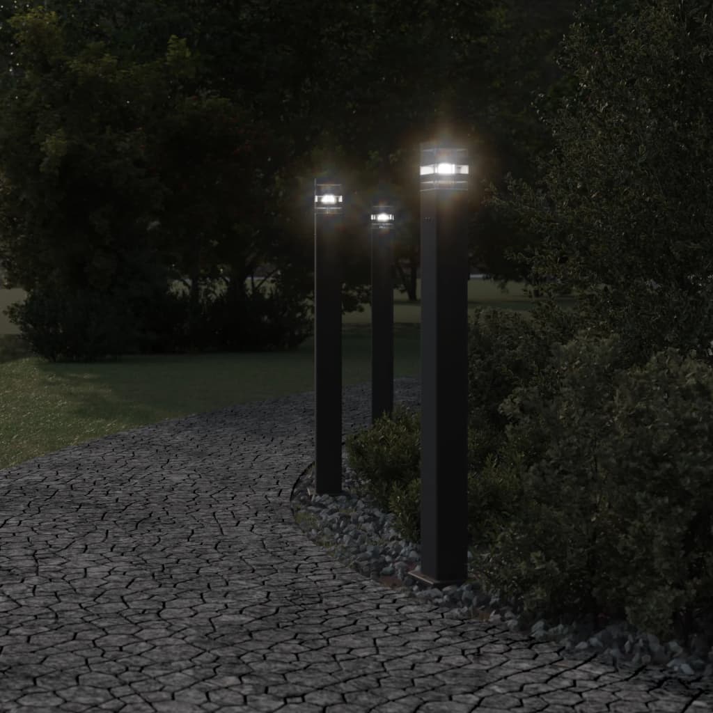 vidaXL Outdoor Floor Lamp with Outlet Black 110 cm Aluminium 3