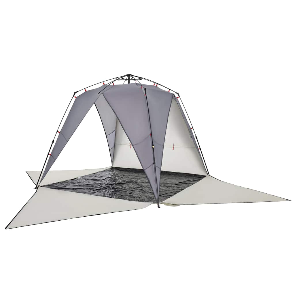 vidaXL Beach Tent 4-Person Grey Quick Release Waterproof 5
