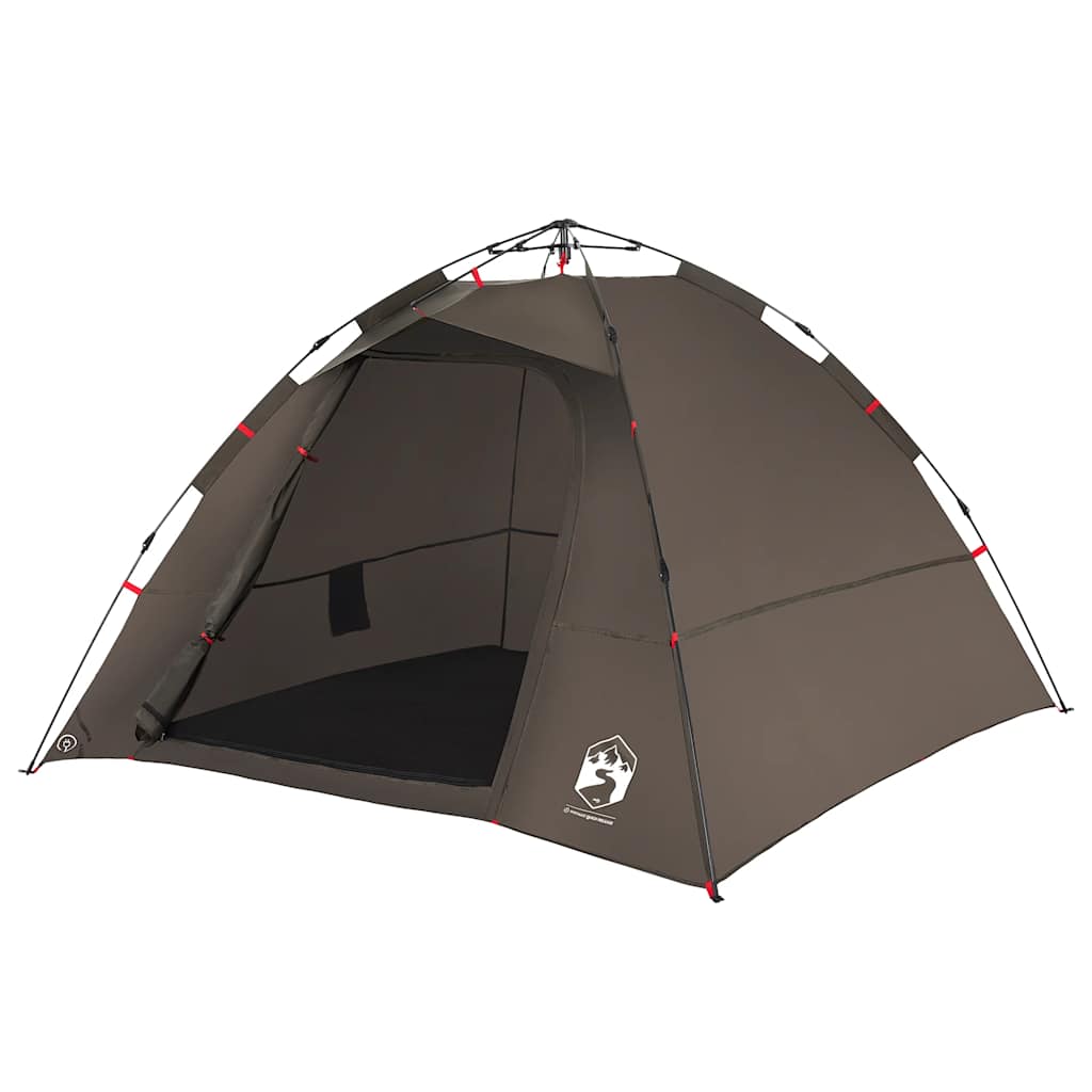 vidaXL Fishing Tent 4-Person Brown Quick Release 4