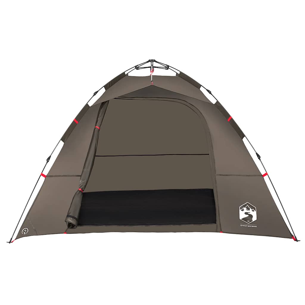 vidaXL Fishing Tent 4-Person Brown Quick Release 6