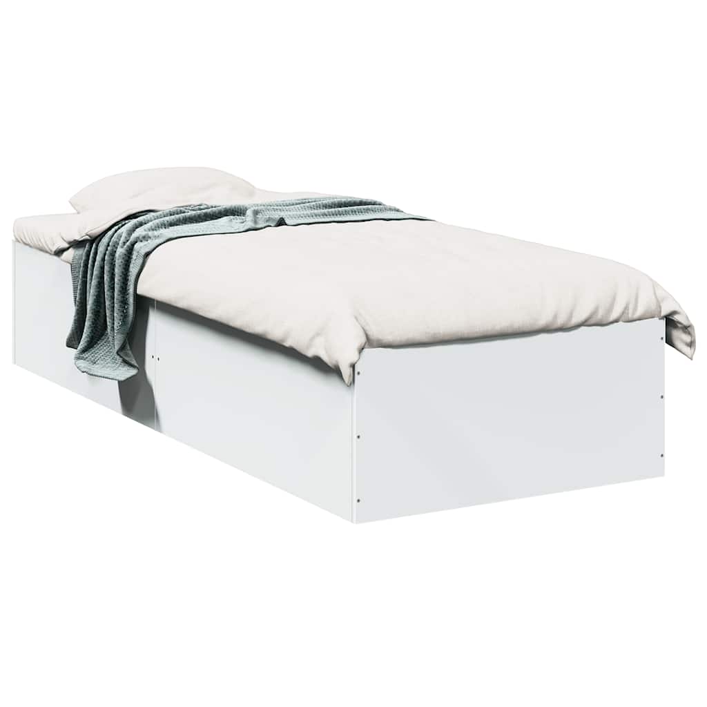 vidaXL Bed Frame without Mattress White 75x190 cm Small Single Engineered Wood 2