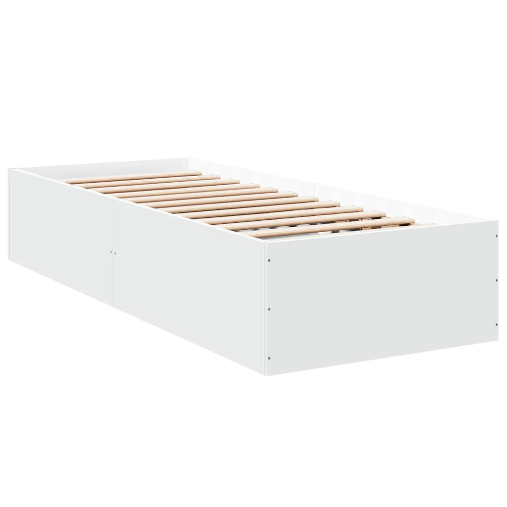 vidaXL Bed Frame without Mattress White 75x190 cm Small Single Engineered Wood 3