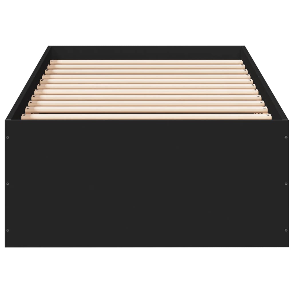 vidaXL Bed Frame without Mattress Black 75x190 cm Small Single Engineered Wood 4