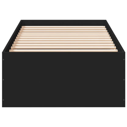 vidaXL Bed Frame without Mattress Black 75x190 cm Small Single Engineered Wood 4