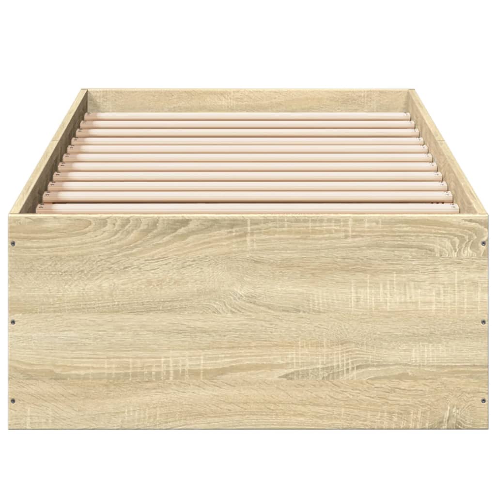 vidaXL Bed Frame without Mattress Sonoma Oak 75x190 cm Small Single Engineered Wood 4