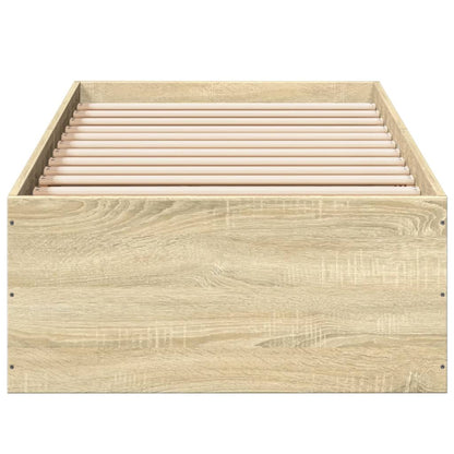 vidaXL Bed Frame without Mattress Sonoma Oak 75x190 cm Small Single Engineered Wood 4