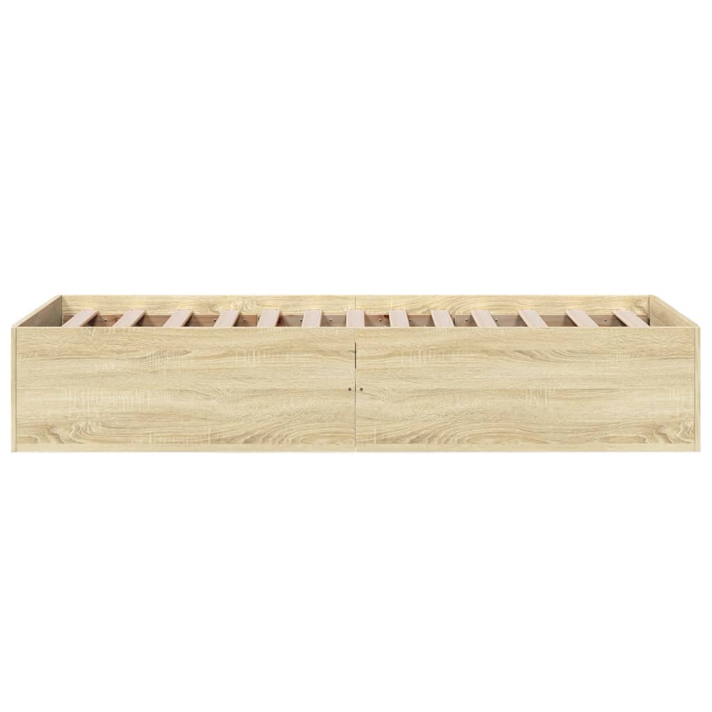 vidaXL Bed Frame without Mattress Sonoma Oak 75x190 cm Small Single Engineered Wood 5