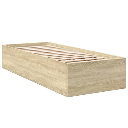 vidaXL Bed Frame without Mattress Sonoma Oak 75x190 cm Small Single Engineered Wood 6