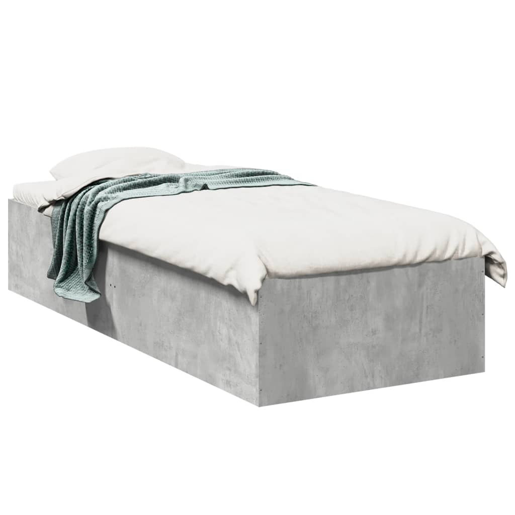 vidaXL Bed Frame without Mattress Concrete Grey 75x190 cm 2