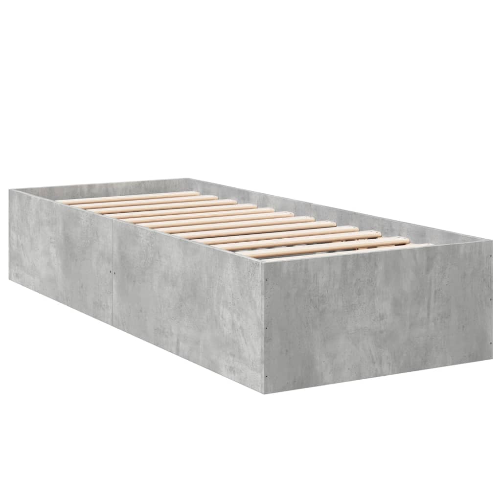 Bed Frame without Mattress Length 190 cm Height 35 cm Concrete grey 75 cm