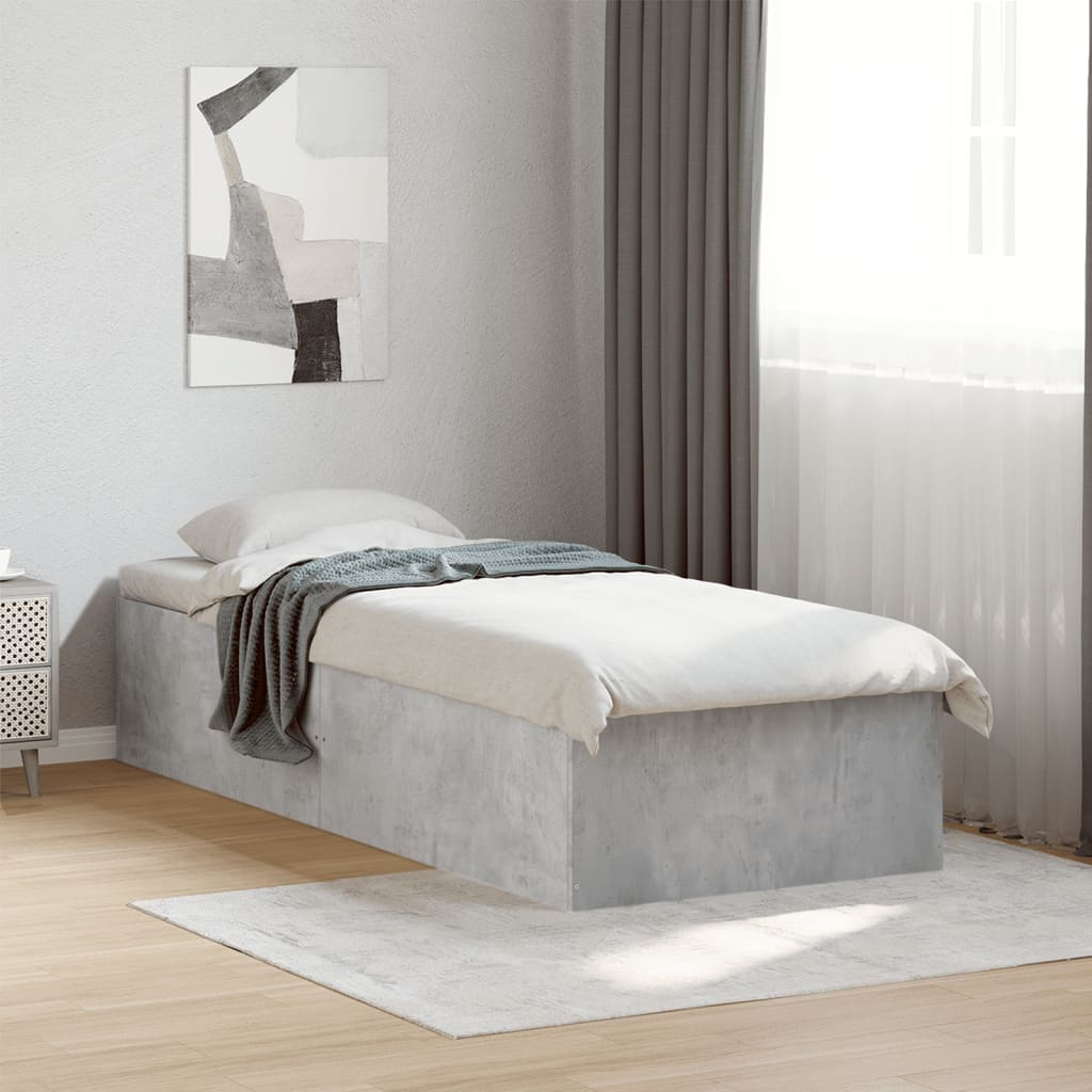 vidaXL Bed Frame without Mattress Concrete Grey 75x190 cm 1