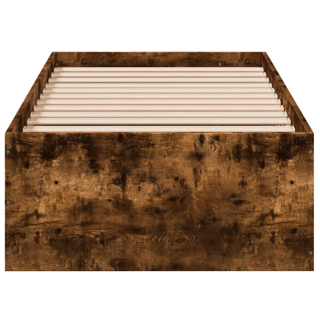 vidaXL Bed Frame without Mattress Smoked Oak 75x190 cm Small Single Engineered Wood 4