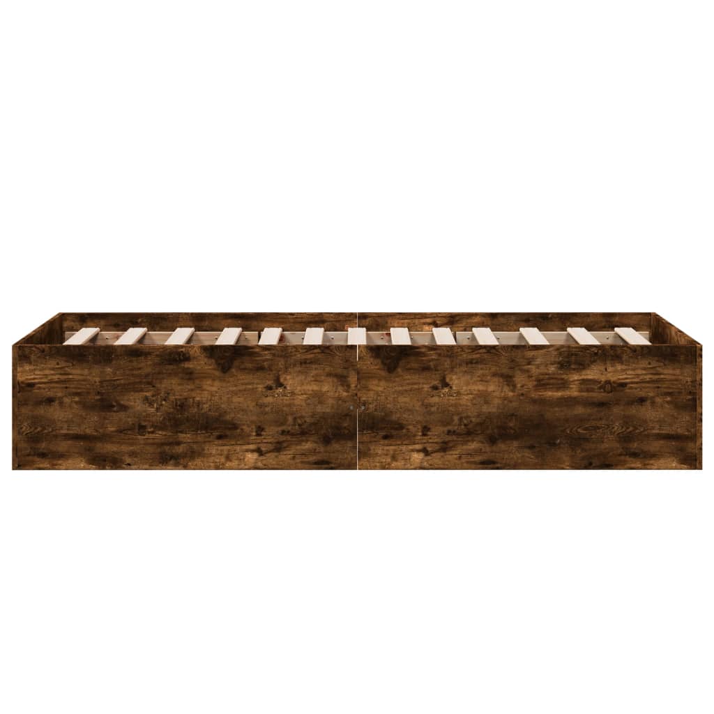 vidaXL Bed Frame without Mattress Smoked Oak 75x190 cm Small Single Engineered Wood 5