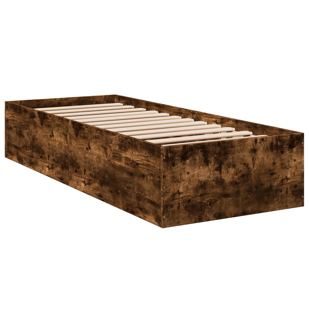 vidaXL Bed Frame without Mattress Smoked Oak 75x190 cm Small Single Engineered Wood 6