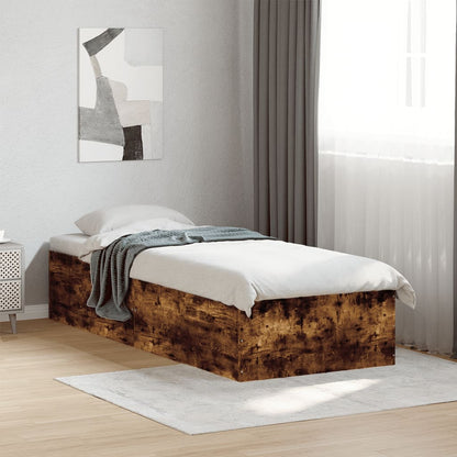 vidaXL Bed Frame without Mattress Smoked Oak 75x190 cm Small Single Engineered Wood 1