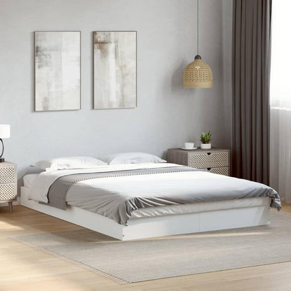 Bed Frame without Mattress Engineered Wood Length 200 cm Height 17 cm White 140 cm