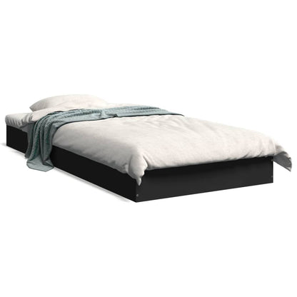 vidaXL Bed Frame without Mattress Black 75x190 cm Small Single Engineered Wood 2