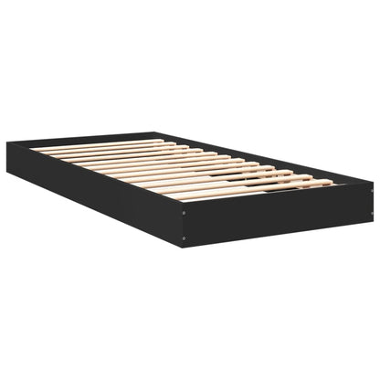 vidaXL Bed Frame without Mattress Black 75x190 cm Small Single Engineered Wood 3