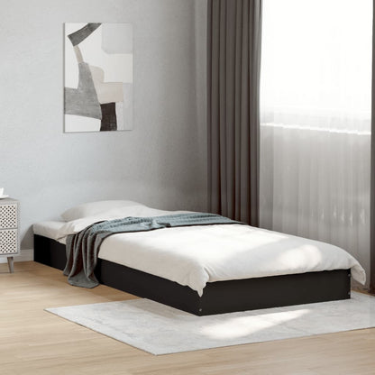 vidaXL Bed Frame without Mattress Black 75x190 cm Small Single Engineered Wood 1