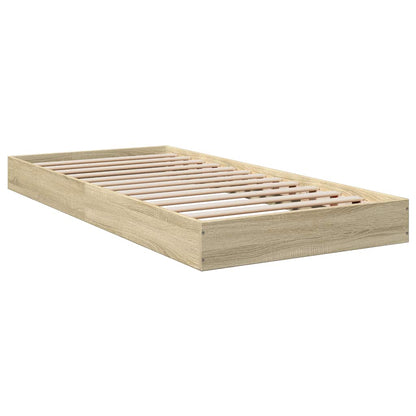 vidaXL Bed Frame without Mattress Sonoma Oak 75x190 cm Small Single Engineered Wood 6
