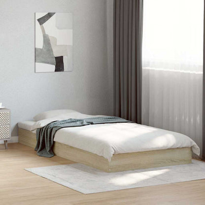 vidaXL Bed Frame without Mattress Sonoma Oak 75x190 cm Small Single Engineered Wood 1