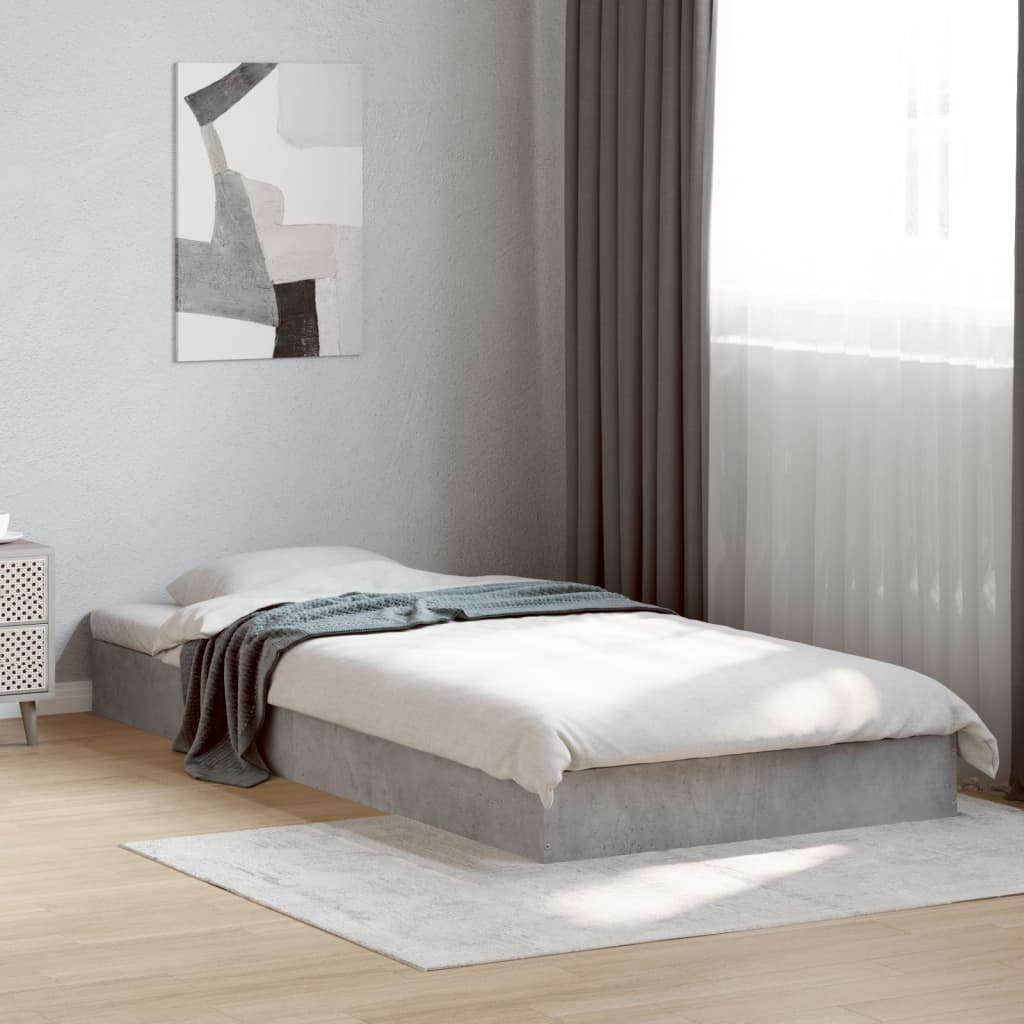 vidaXL Bed Frame without Mattress Concrete Grey 75x190 cm Small Single 1