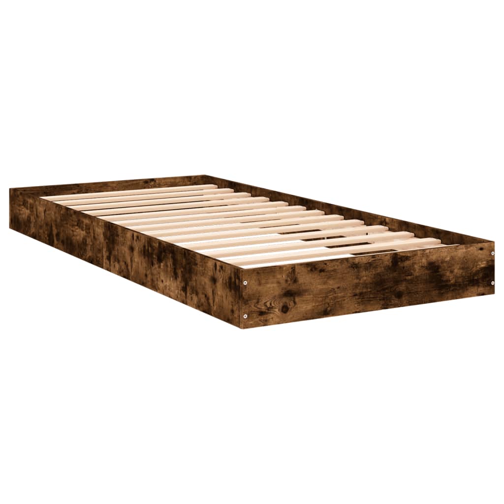 vidaXL Bed Frame without Mattress Smoked Oak 75x190 cm Small Single Engineered Wood 3