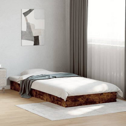 vidaXL Bed Frame without Mattress Smoked Oak 75x190 cm Small Single Engineered Wood 1