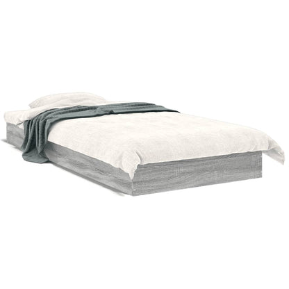 vidaXL Bed Frame without Mattress Grey Sonoma 75x190 cm Small Single Engineered Wood 2