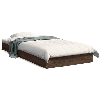 vidaXL Bed Frame without Mattress Brown Oak 75x190 cm Small Single Engineered Wood 2