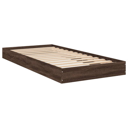 vidaXL Bed Frame without Mattress Brown Oak 75x190 cm Small Single Engineered Wood 3