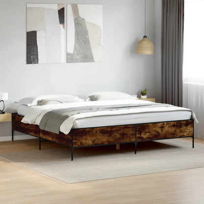 vidaXL Bed Frame without Mattress Height 44 cm Length 200 cm Smoked Oak