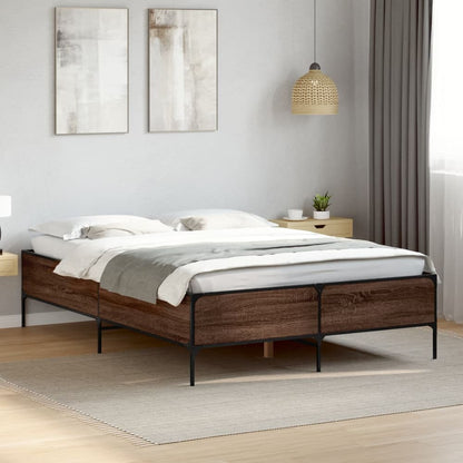 Bed Frame without Mattress Height Length Brown Oak