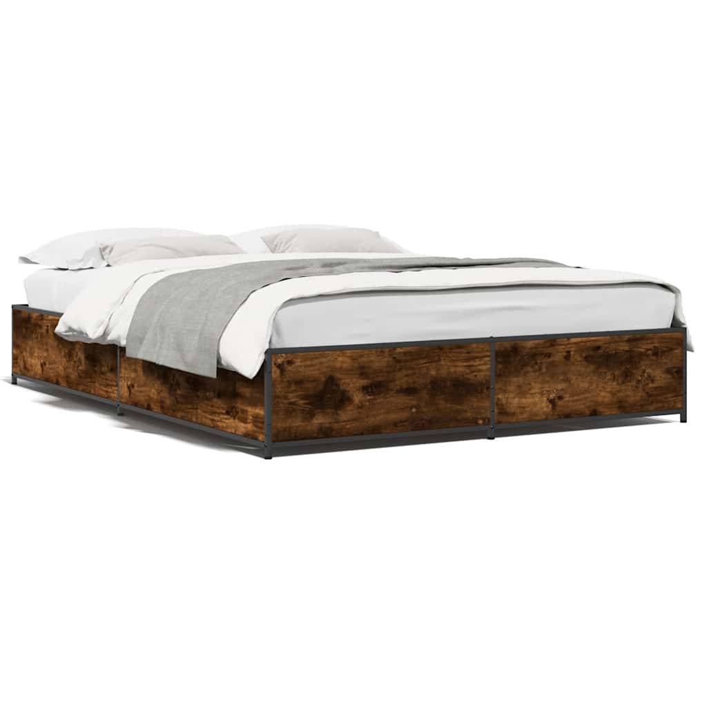 vidaXL Bed Frame without Mattress Smoked Oak 135x190 cm Double 2