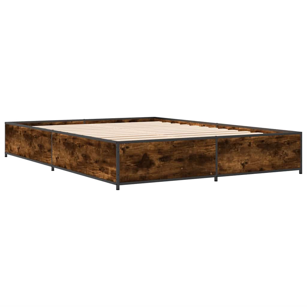 vidaXL Bed Frame without Mattress Smoked Oak 135x190 cm Double 3