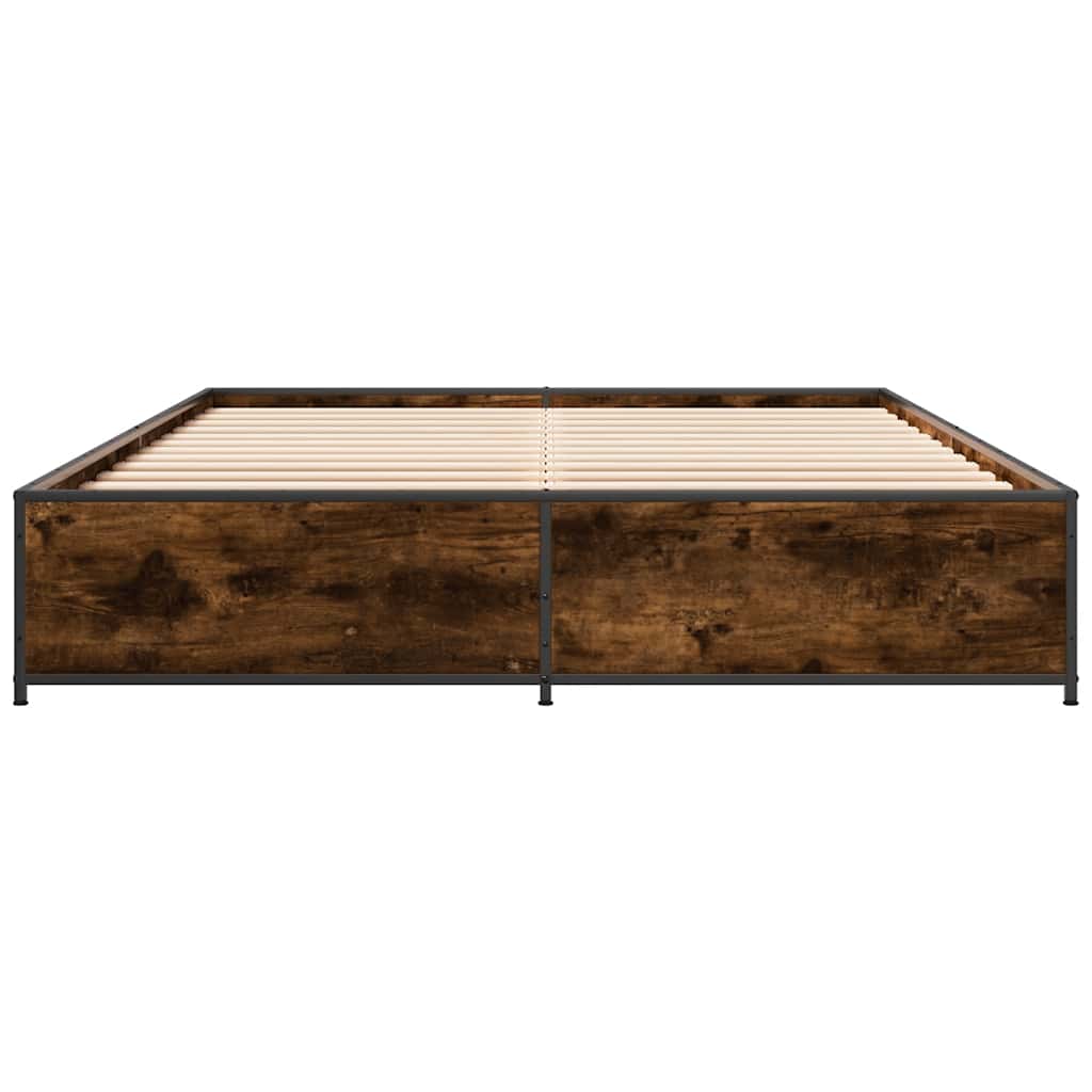 vidaXL Bed Frame without Mattress Smoked Oak 135x190 cm Double 4