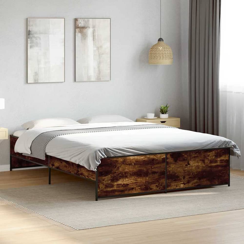 Bed Frame without Mattress Length 200 cm Smoked Oak 150 cm