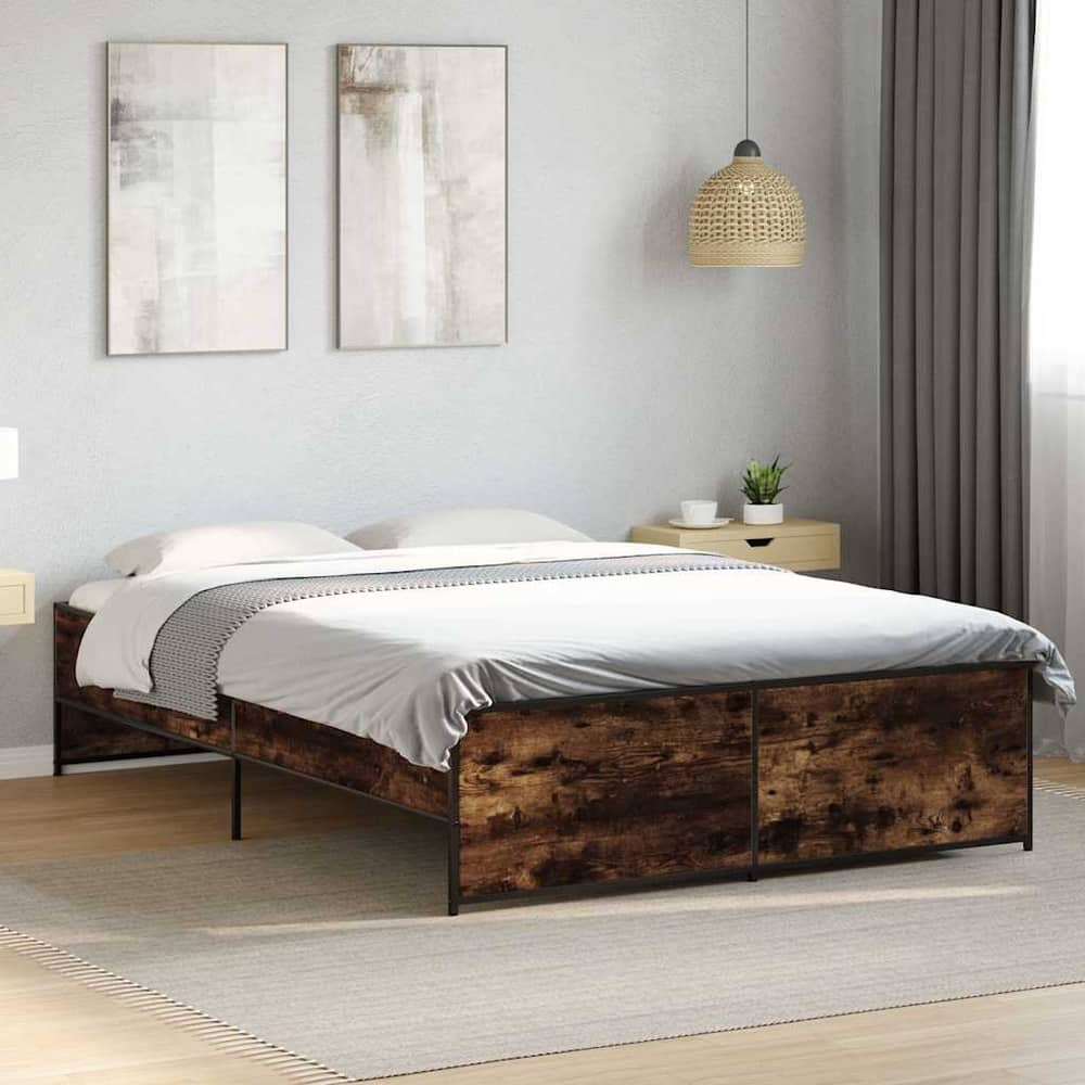 Bed Frame without Mattress Length 200 cm Smoked Oak 120 cm