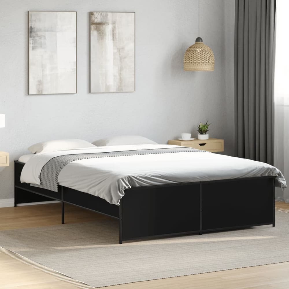 Bed Frame without Mattress Length 190 cm Black 140 cm