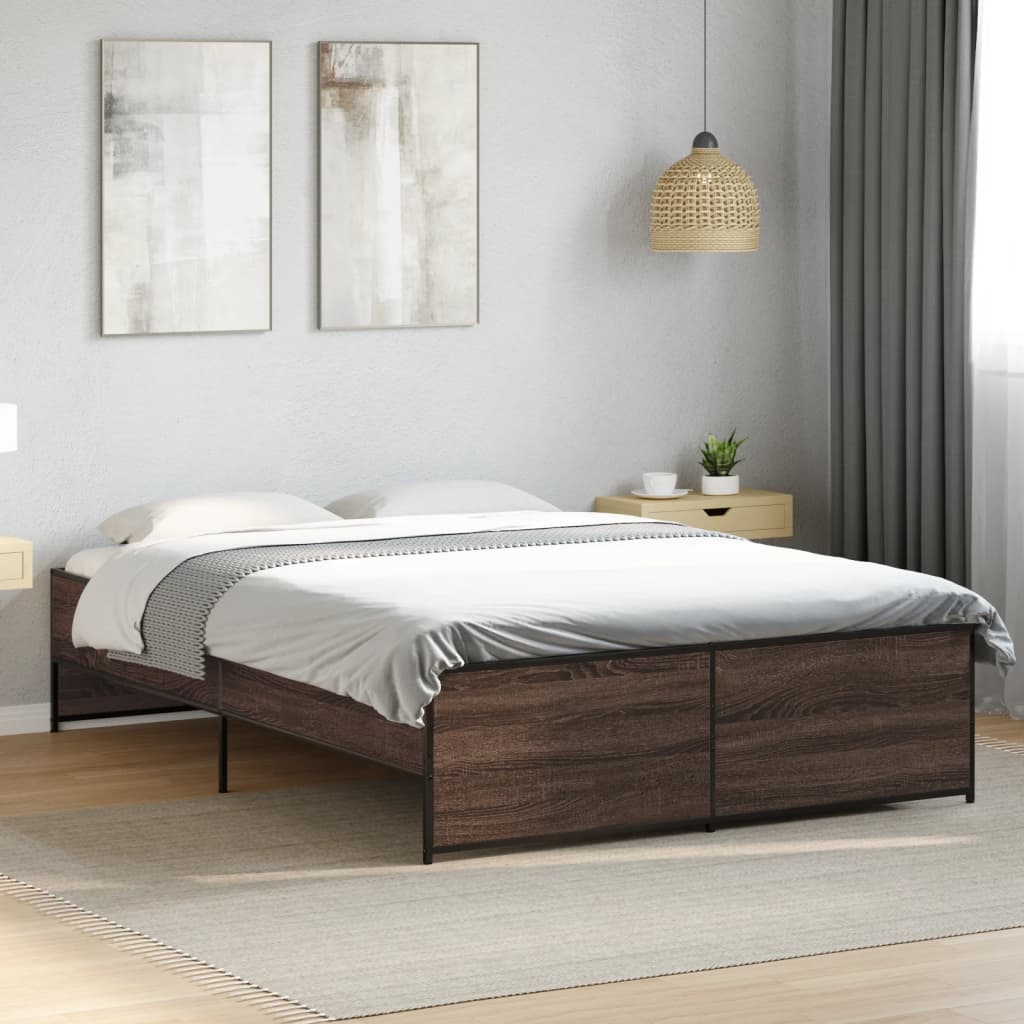 vidaXL Bed Frame without Mattress Length 190 cm Brown oak