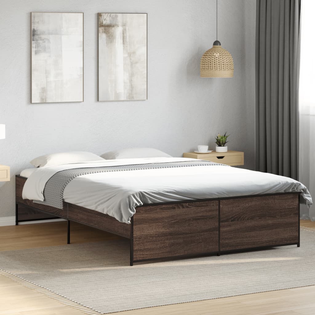 vidaXL Bed Frame without Mattress Length 190 cm Brown oak