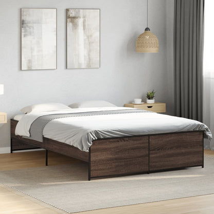 vidaXL Bed Frame without Mattress Length 190 cm Brown oak