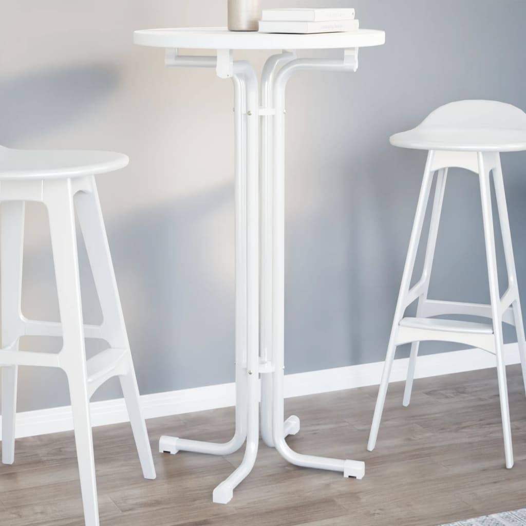 vidaXL Bar Table White Ø60x110 cm Engineered Wood and Steel 1