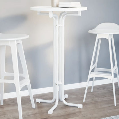 vidaXL Bar Table White Ø60x110 cm Engineered Wood and Steel 1