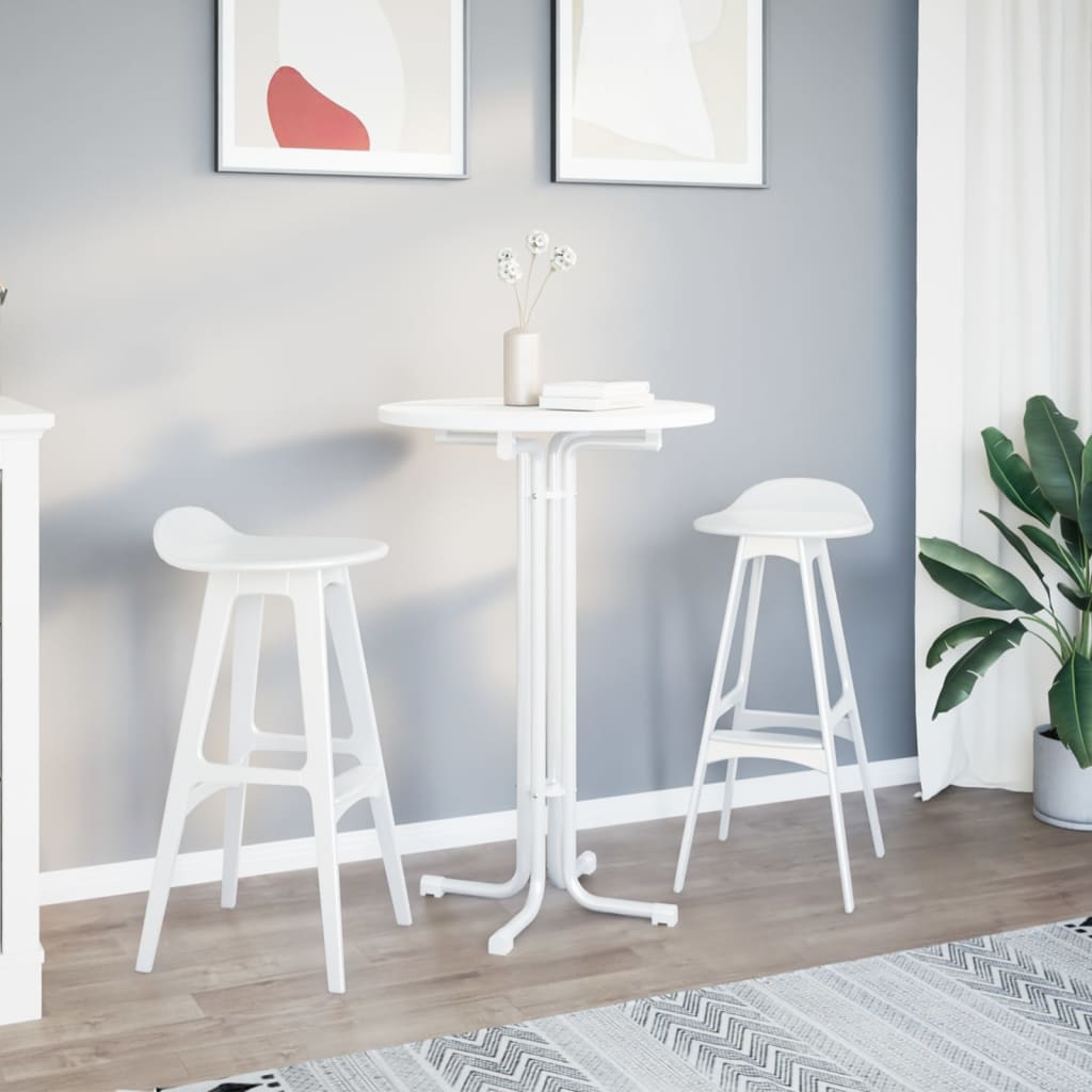 vidaXL Bar Table White Ø70x110 cm Engineered Wood and Steel 3