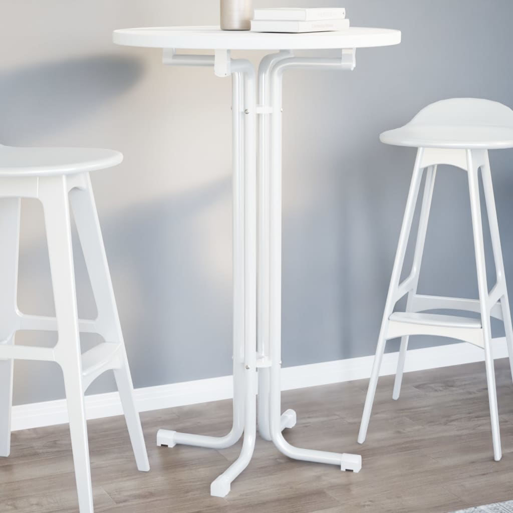 vidaXL Bar Table White Ø70x110 cm Engineered Wood and Steel 1