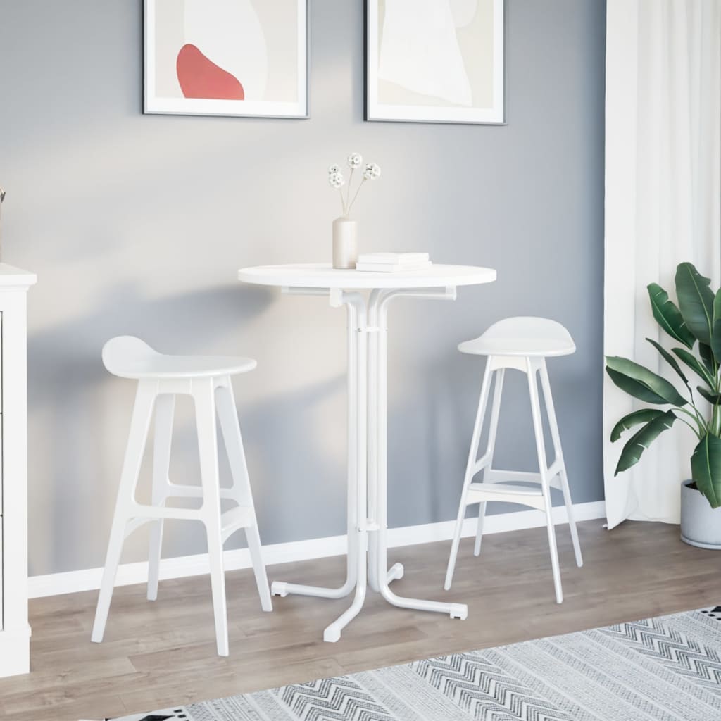 vidaXL Bar Table White Ø80x110 cm Engineered Wood and Steel 3